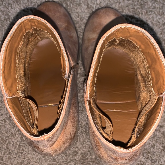 Bamboo Tracker 3 Ankle Boots Booties tan Chunky heel faux leather comfy size 8 - Picture 11 of 14